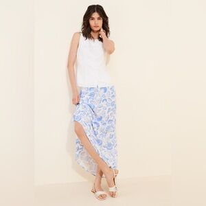 EUC Anthropologie KACHEL Printed Maxi Coastal Seashell Slip Skirt, Size 1X